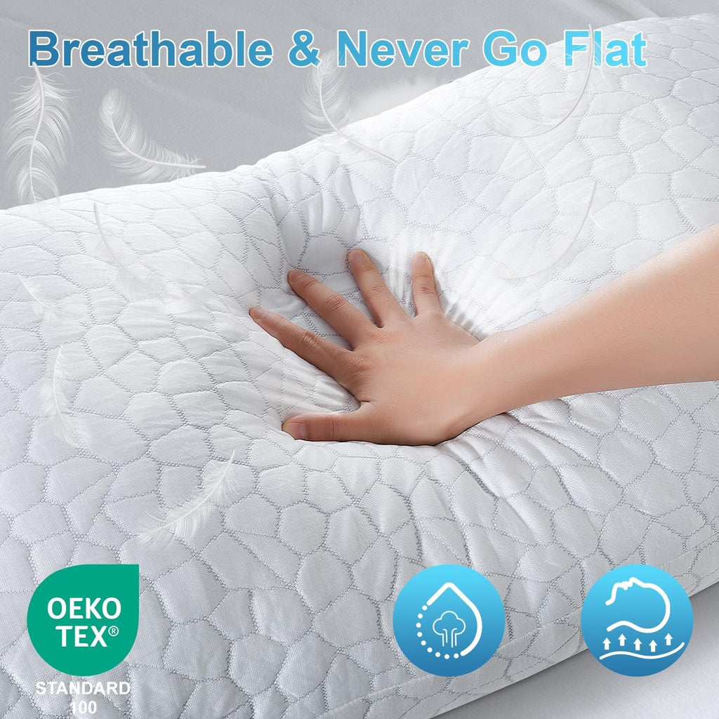 Qutool Cooling Pillow for Sleeping 2 Pack, Luxury Shredded Memory Foam Bed Standard Pillows Set of 2, Cool Pillow for Hot Sleepers Adjustable…