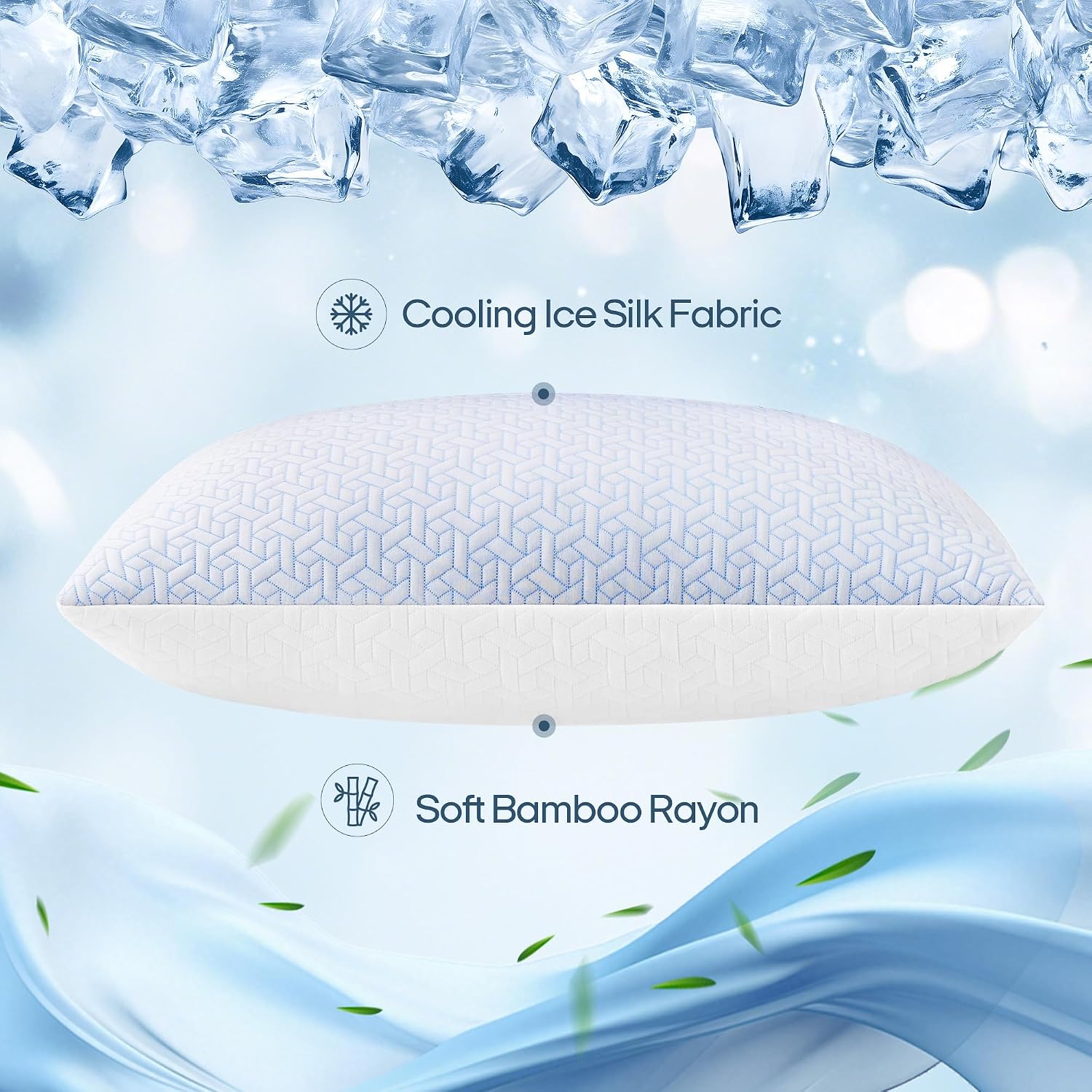 puredown® Cooling Pillows Queen Size Set of 2, Memory Foam Pillows Adjustable Firm Bed Pillows for Sleeping, Cool Pillow for Hot Sleepers…