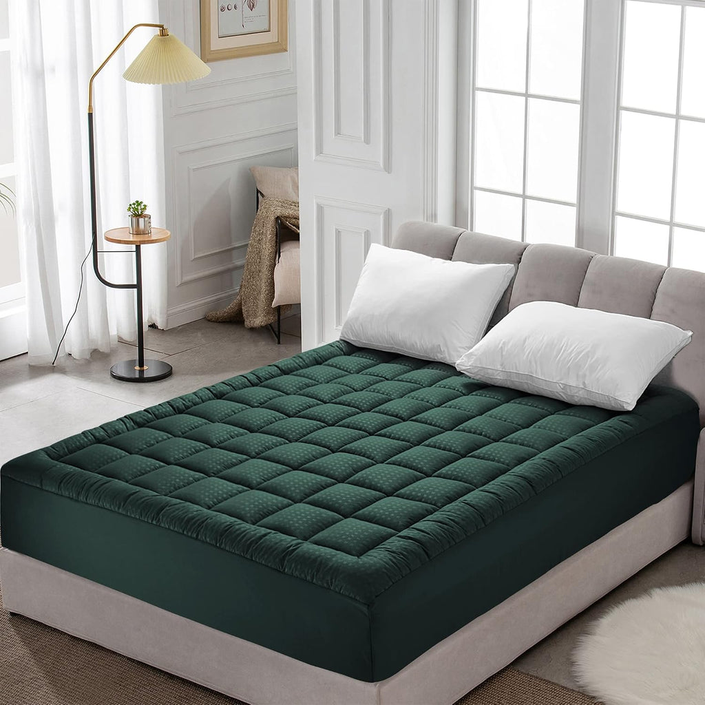 HYLEORY California King Mattress Pad Quilted Fitted Mattress Protector Cooling Pillow Top Mattress Cover Breathable Fluffy Soft Mattress…