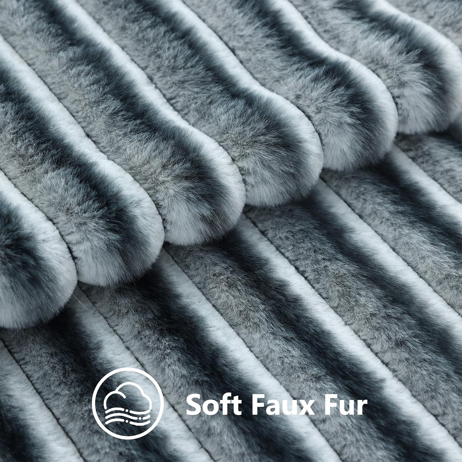 decorUhome Cozy Faux Fur Throw Pillow Covers 12x20 Set of 2 Decorative Soft Plush Striped Lumbar Modern Farmhouse Boho Couch Pillow Cases w…