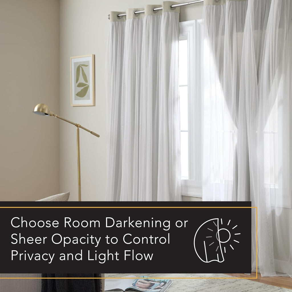 TOWN & COUNTRY LUXE Talia Double Layer Indoor Curtains, Sheer and Room Darkening Blackout, Grommet Top, Energy Efficient, 2-Pack Set…