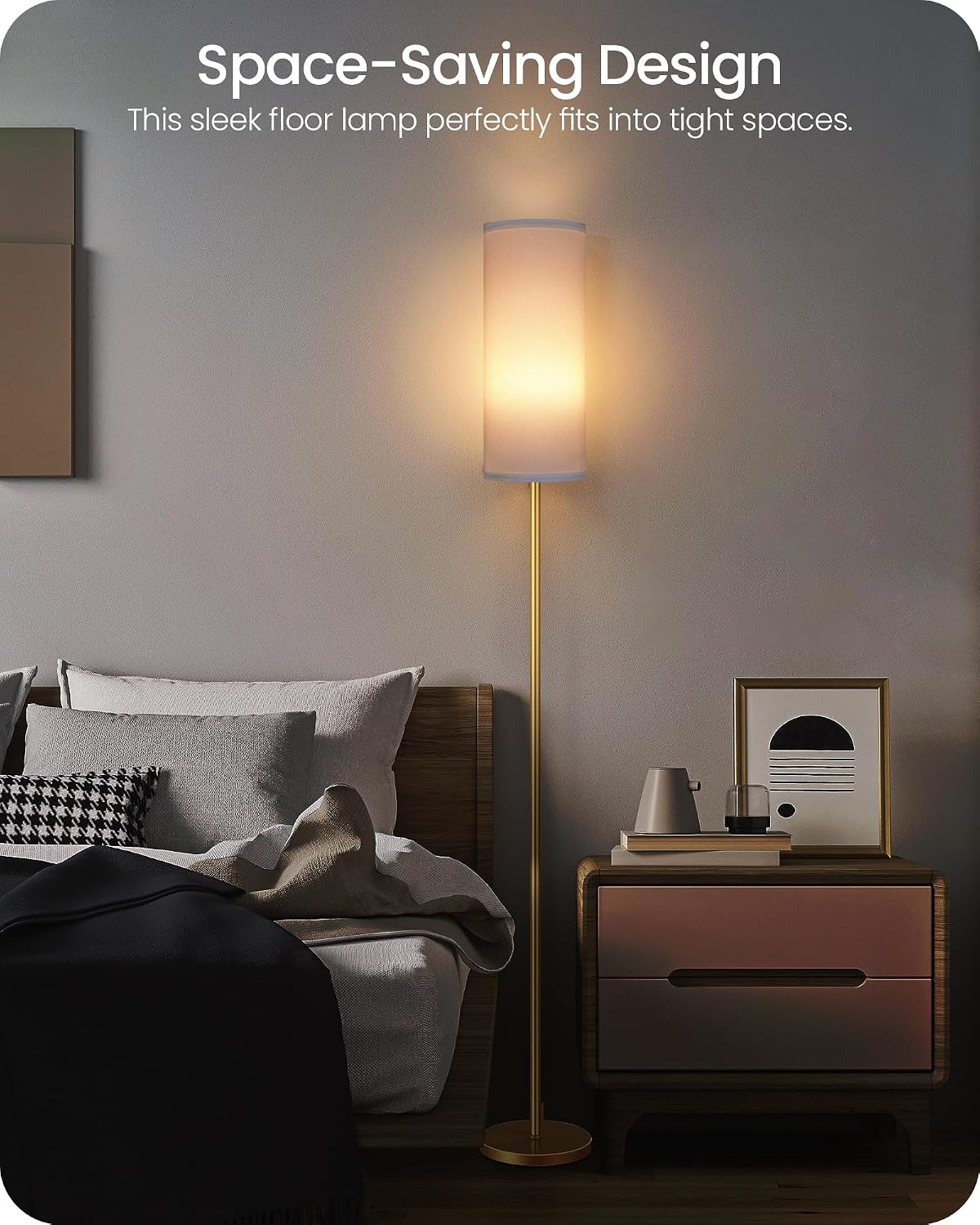 Dimmable Floor Lamp for Living Room with Remote and Foot Switch, Corner Floor Lamp, 64.4'' Standing Tall Lamp, 10W 900LM LED Bulb…