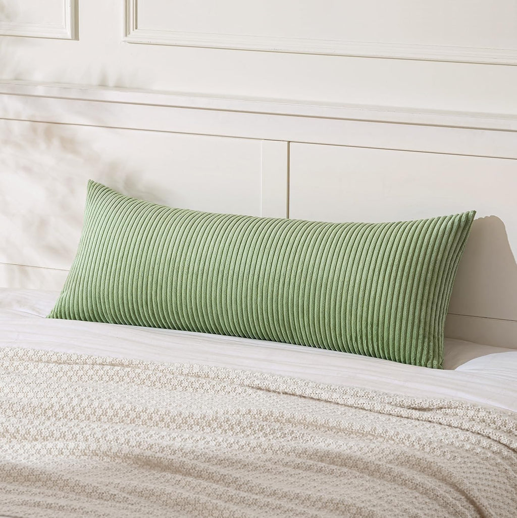 MIULEE Decorative Long Body Lumbar Throw Pillow Cover 14x36 Inch for Bed Couch Bedroom Bench, Soft Corduroy Rectangle Sage Green Pillow…