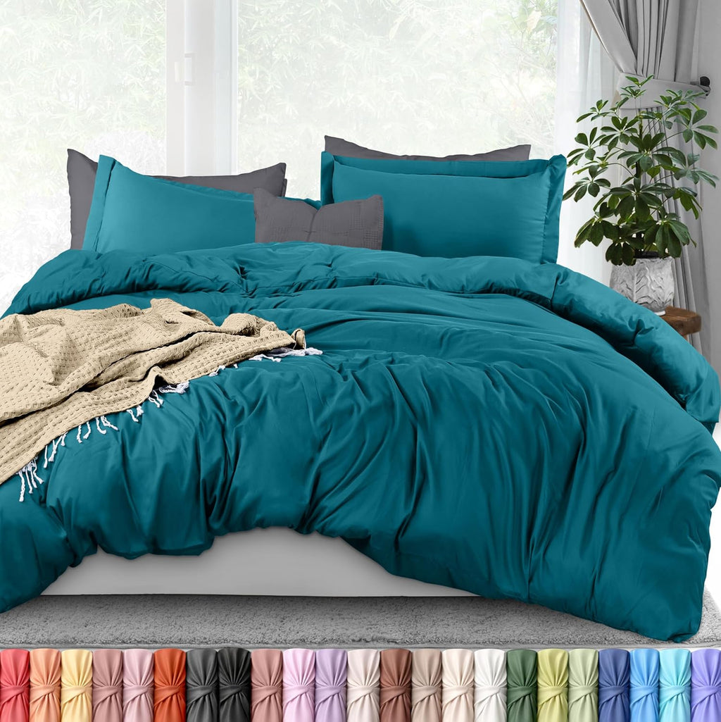 Utopia Bedding Duvet Cover Queen Size - 3 Piece with Zipper Closure - 1 Comforter Cover 90X90 Inches & 2 Pillow Shams 20X26 Inches (Denim…