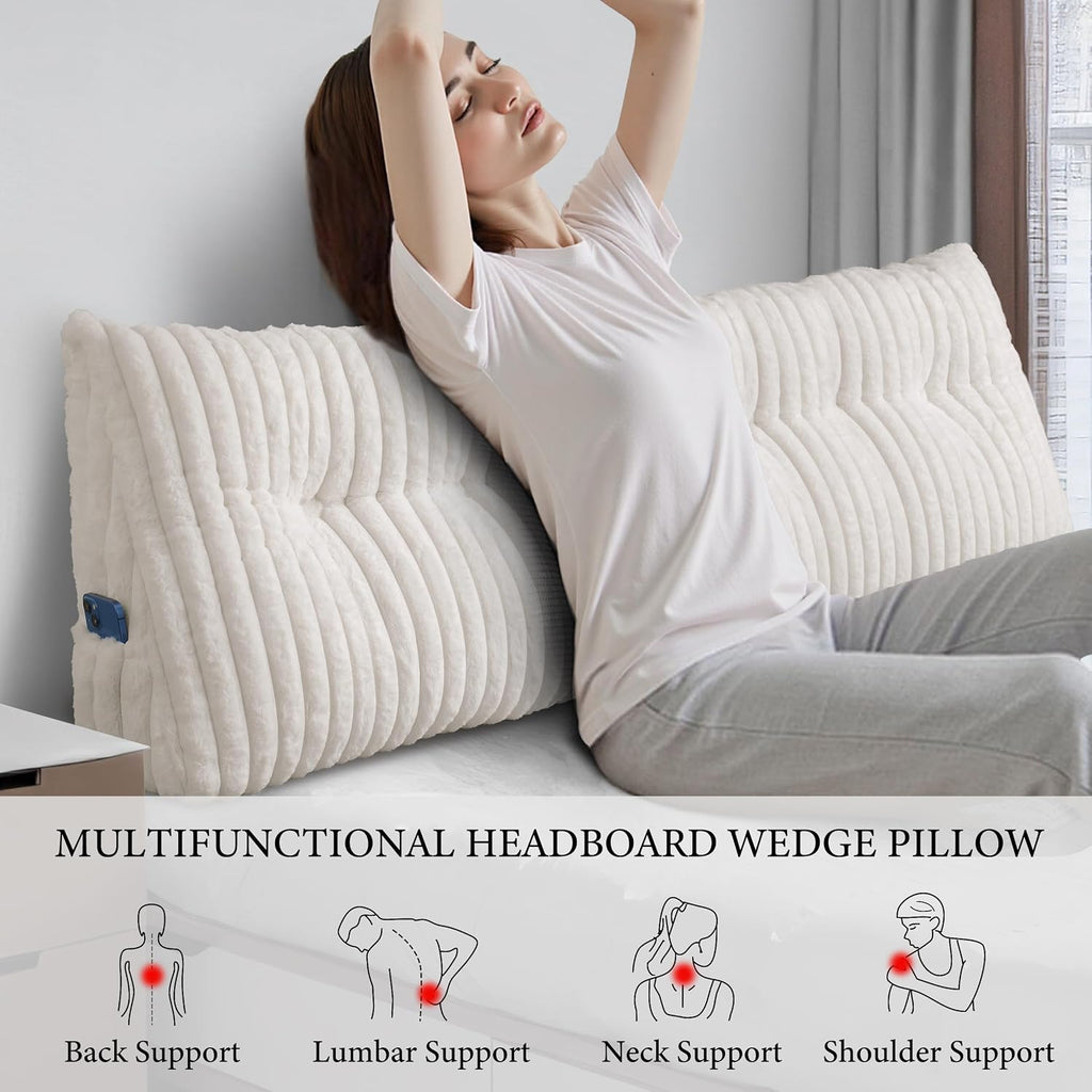 Headboard Pillow King, Triangular Wedge Pillow Headboard King, Cushion Headboards Reading Pillows, Backrest Pillows for Sitting in Bed or…