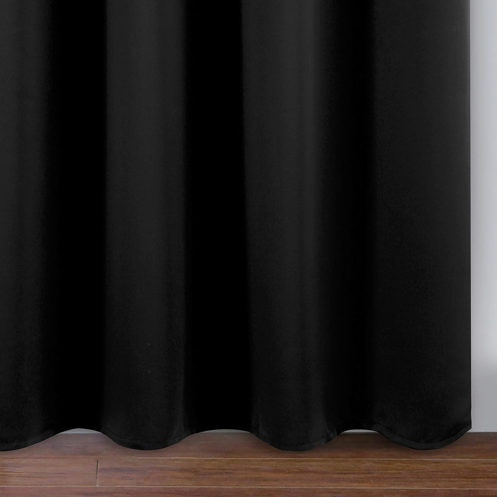 Lemomo Black Thermal Blackout Curtains/42 x 95 Inch/Set of 2 Panels Room Darkening Curtains for Bedroom 95 Inch Black