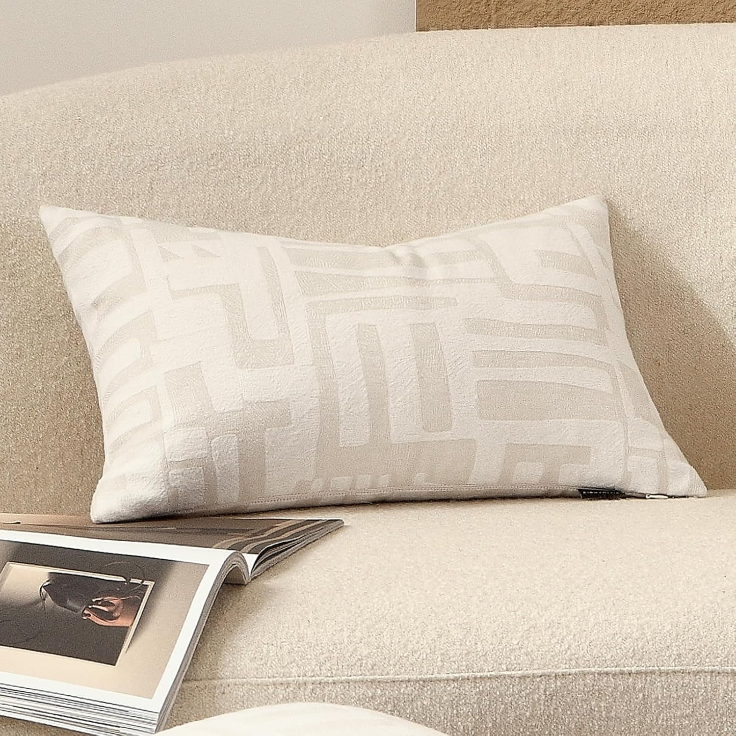 Lumbar Pillow Cushion Cover 20x12 Inch, Double-Sided Geometric Pattern Pillow Covers, Modern Designer Original Pillowcase for Sofa, Bed…