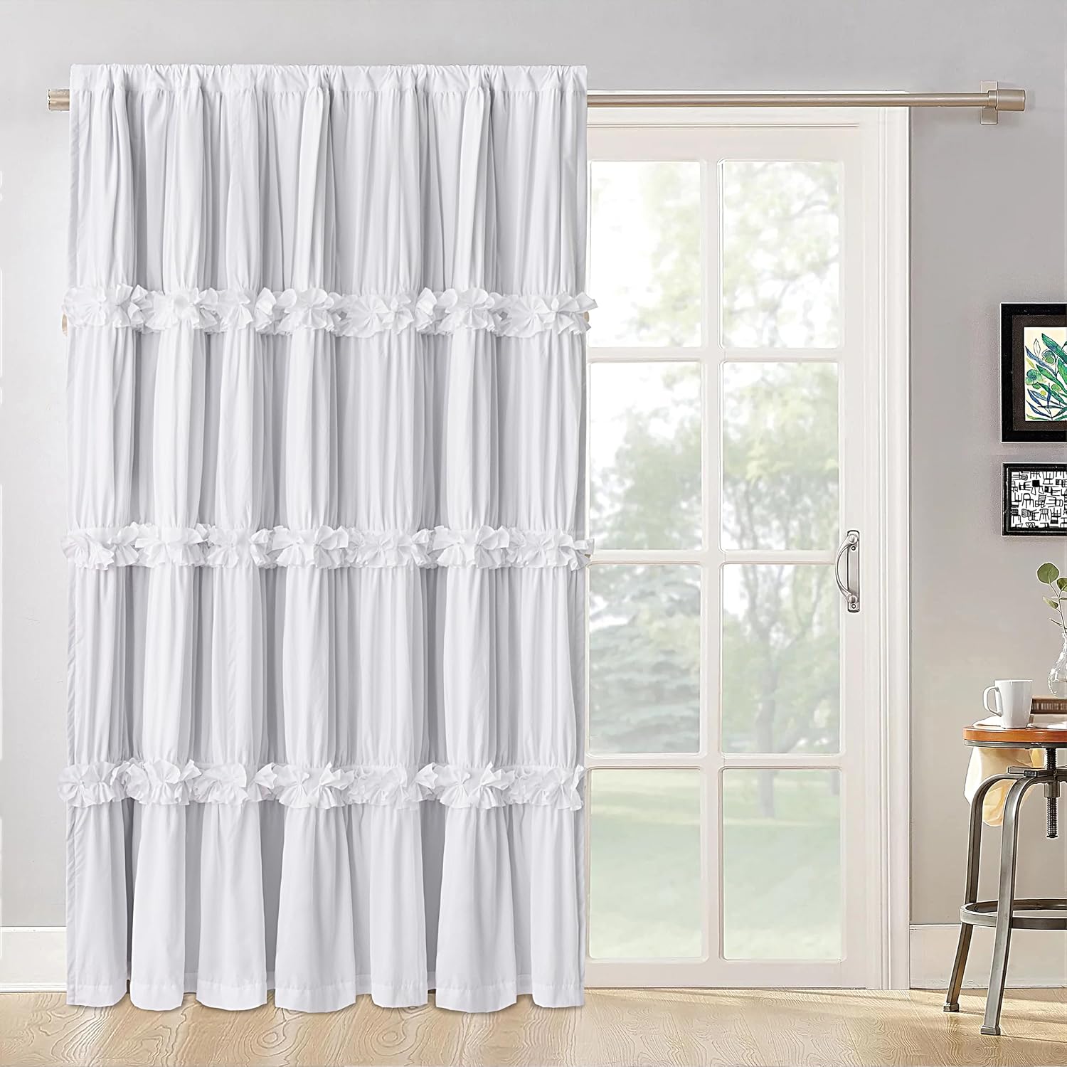 Homechoice Decor Room Divider Curtains, Boho Ruched Blackout Window Treatments with 3 Rows of Butterfly Flowers, Rustic Rod Pocket…