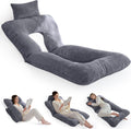 Higogogo Reading Pillow, Back Pillow for Sitting in Bed and Couch, Gaming Pillow for Adults, Sit Up Support for Bed, Dark Grey Grey
