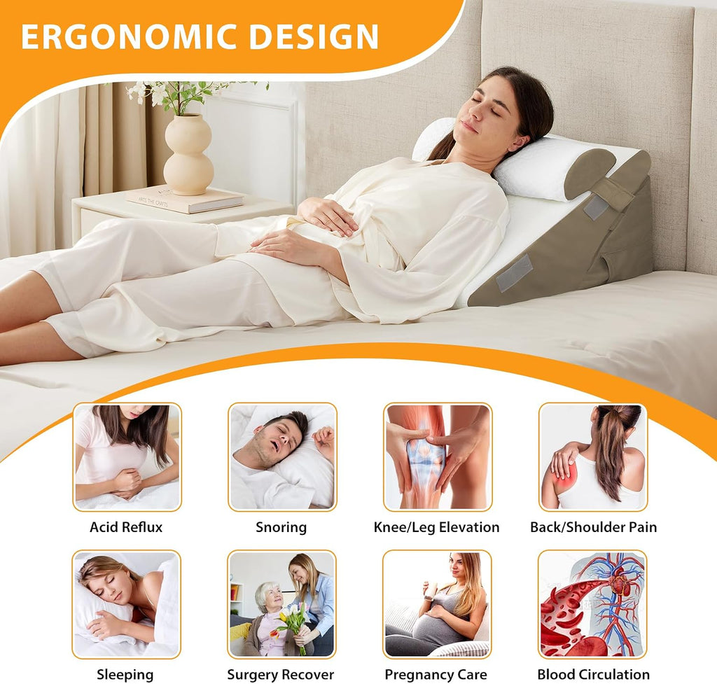 Ruqmuis 3PCS Wedge Pillow Set for After Surgery, Adjustable 9&12 Inch Bed Wedge Pillow for Sleeping, Incline Pillow Wedge for Headboard, Po…