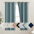 NICETOWN 100% Absolutely Blackout Linen Curtains with Thermal Insulated Liner, Skylark Blue, 42" Wide, 45" Length Energy Saving Curtains…