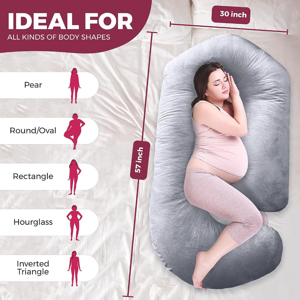Pillani Pregnancy Pillows for Sleeping – 57-Inch Maternity Pillow for Pregnant Women with Removable Washable Cover – Support for Back, Bell…