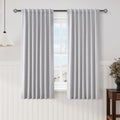 Nanspring Light Grey 100% Blackout Linen Curtains 63 Inch Length for Bedroom Back Tab Thermal Insulated Modern Luxury Simple Black Out Curt…