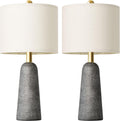 BOBOMOMO 21" Modern Table Lamps Set of 2, Gray Resin Lamp with Stone Look, Small Bedside Lamps for Bedroom, Contemporary Nightstand Lamps…