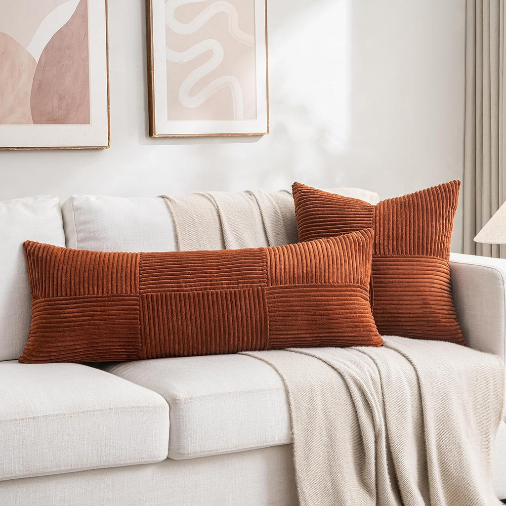 Fancy Homi 2 Packs Rust Decorative Throw Pillow Covers 16x16 Inch for Living Room Couch Bed, Rustic Farmhouse Boho Home Decor, Soft Corss…