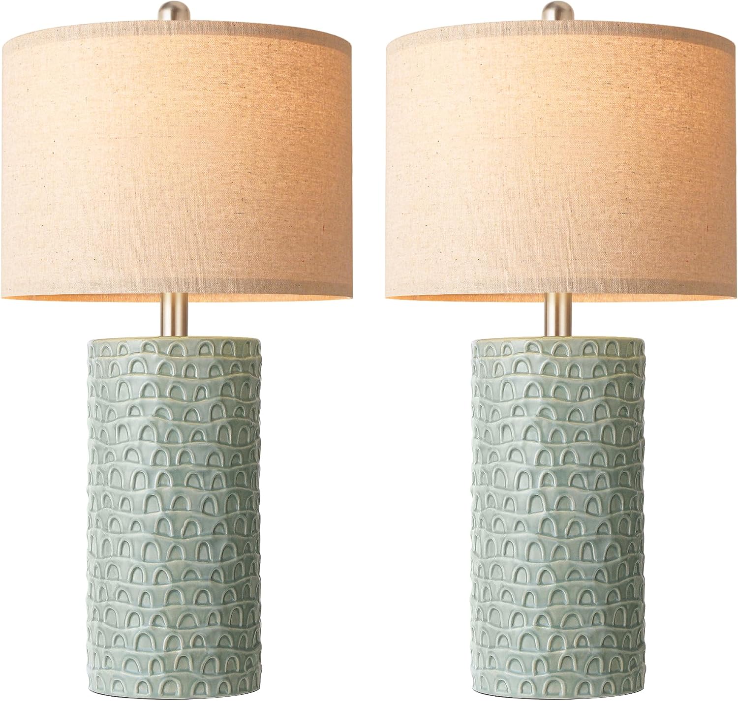 PARTPHONER 23" Modern Ceramic Table Lamp Set of 2, Table Lamps for Living Room, Rustic Farmhouse Bedside Lamps Nightstand lamp for…
