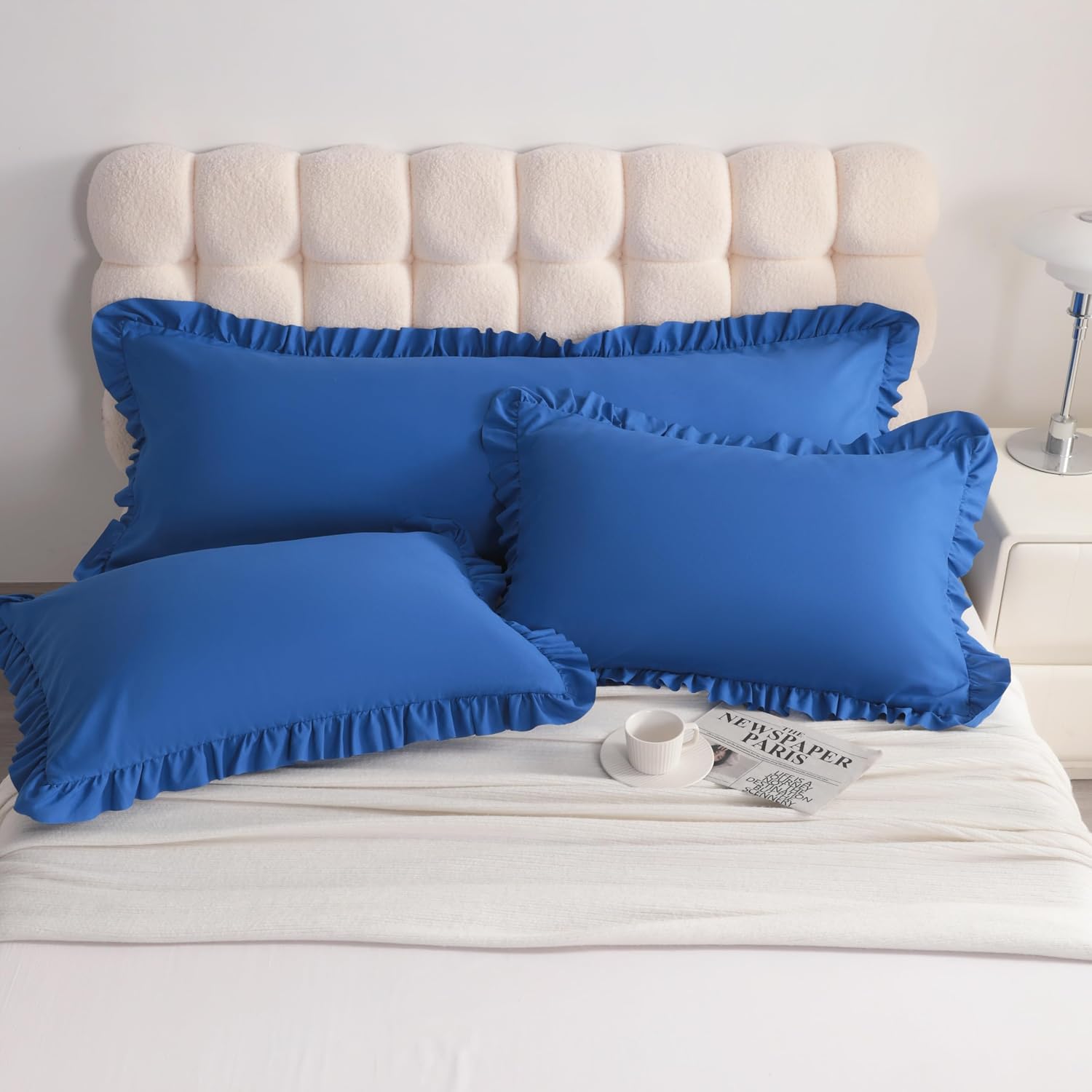 Aerlomi Ruffled Pillowcases, Standard Pillow Shams 20x26 Set of 2, Brushed Microfiber with Envelope Closure, Soft Wrinkle-Resistant,…