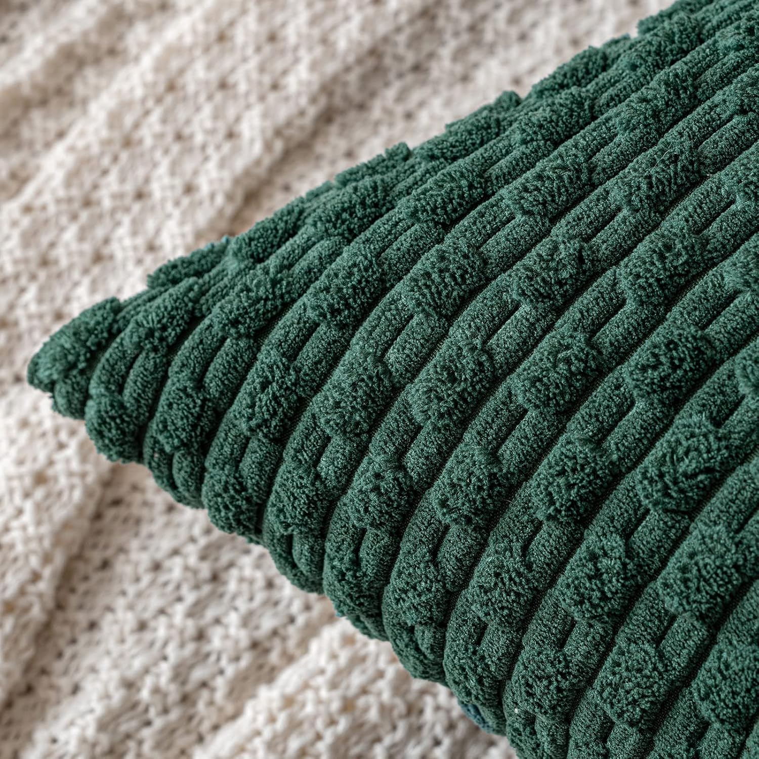 Miulee Army Green Throw Pillow Covers Soft Corduroy Decorative Set of 2 Boho Striped Pillow Covers Pillowcases Farmhouse Home Decor for Cou…