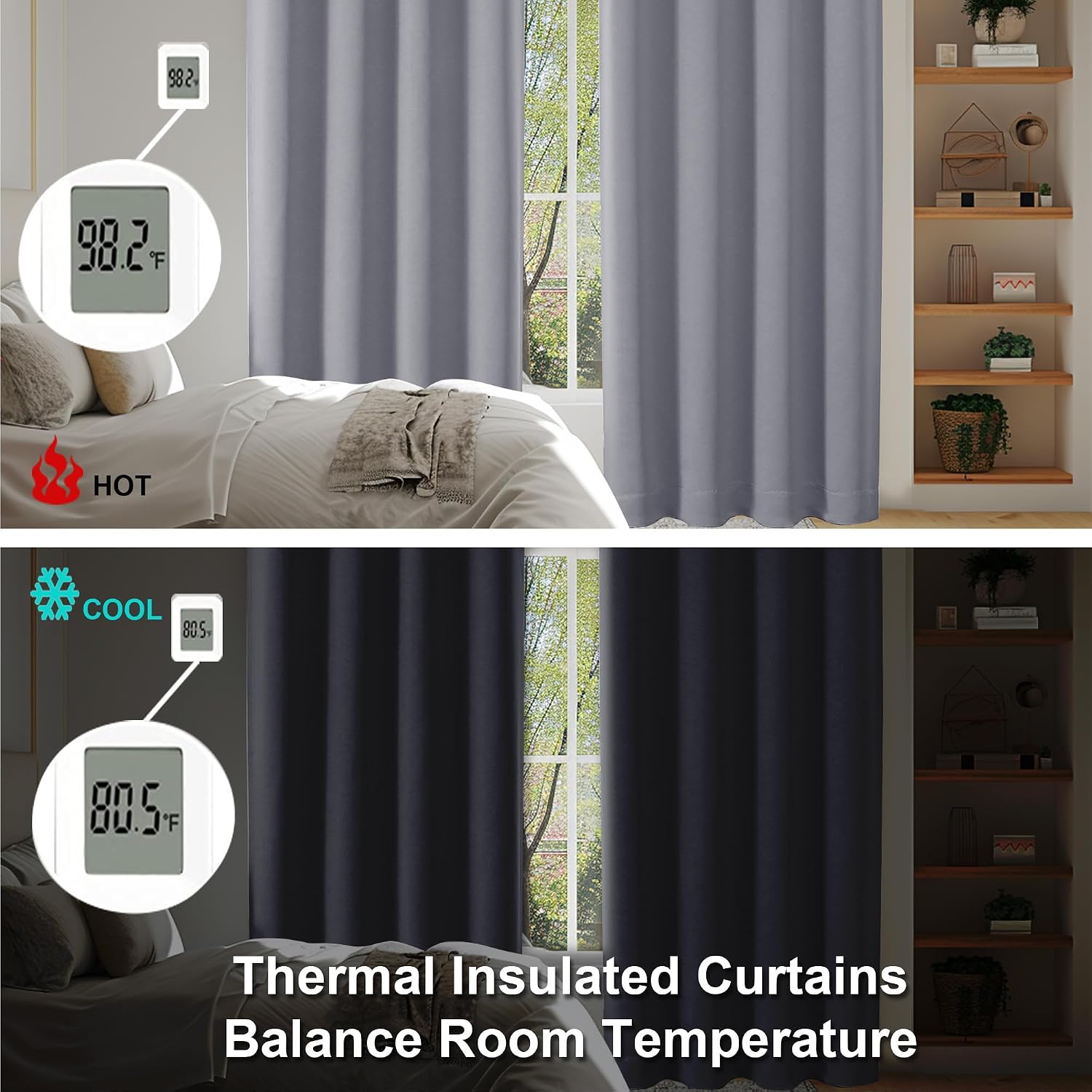 Simplebrand Ava Silver Grey Short 36 Inches Blackout Curtain 2 Panels Set, Half Window Rod Pocket Privacy Curtain Tiers for Kitchen, Curtai…