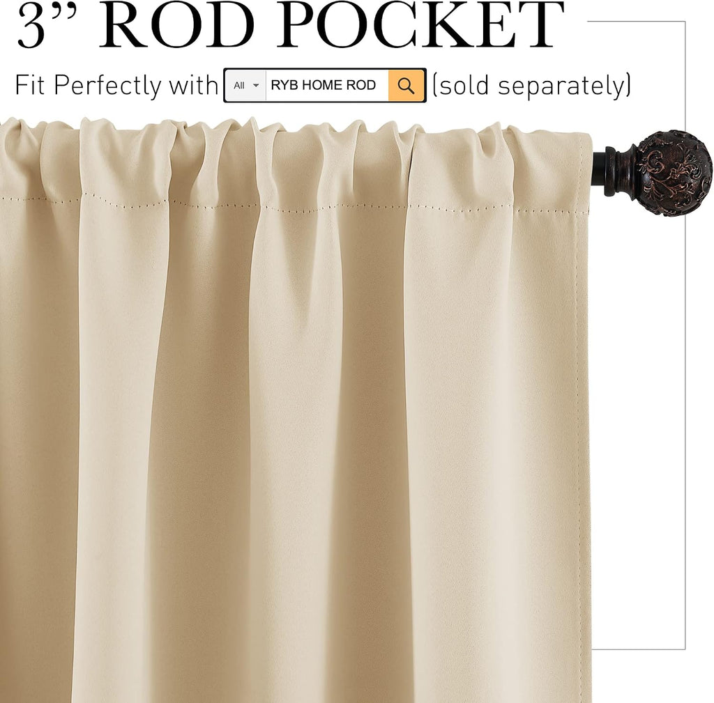 Rybhome RYB HOME RV Curtains for Camper Windows, Mini Small Thermal Insulated Sunlight Heat Blocking Blocking Privacy Portable Curtains for…