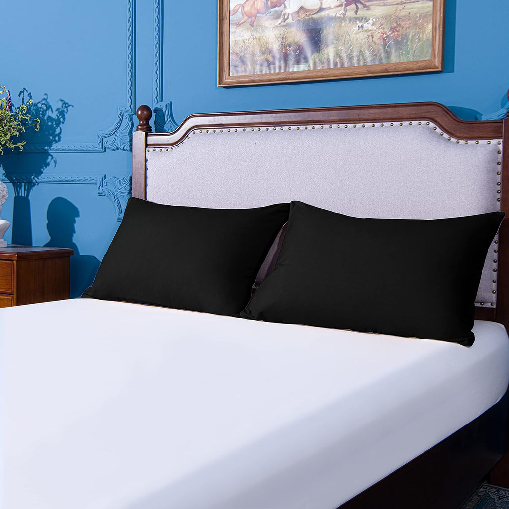 Ntbay Queen Pillowcase Set - 4 Pack Brushed Microfiber 20x30 Pillowcases - Soft, Wrinkle-Free, Fade-Resistant, Stain-Resistant, Black Pillo…