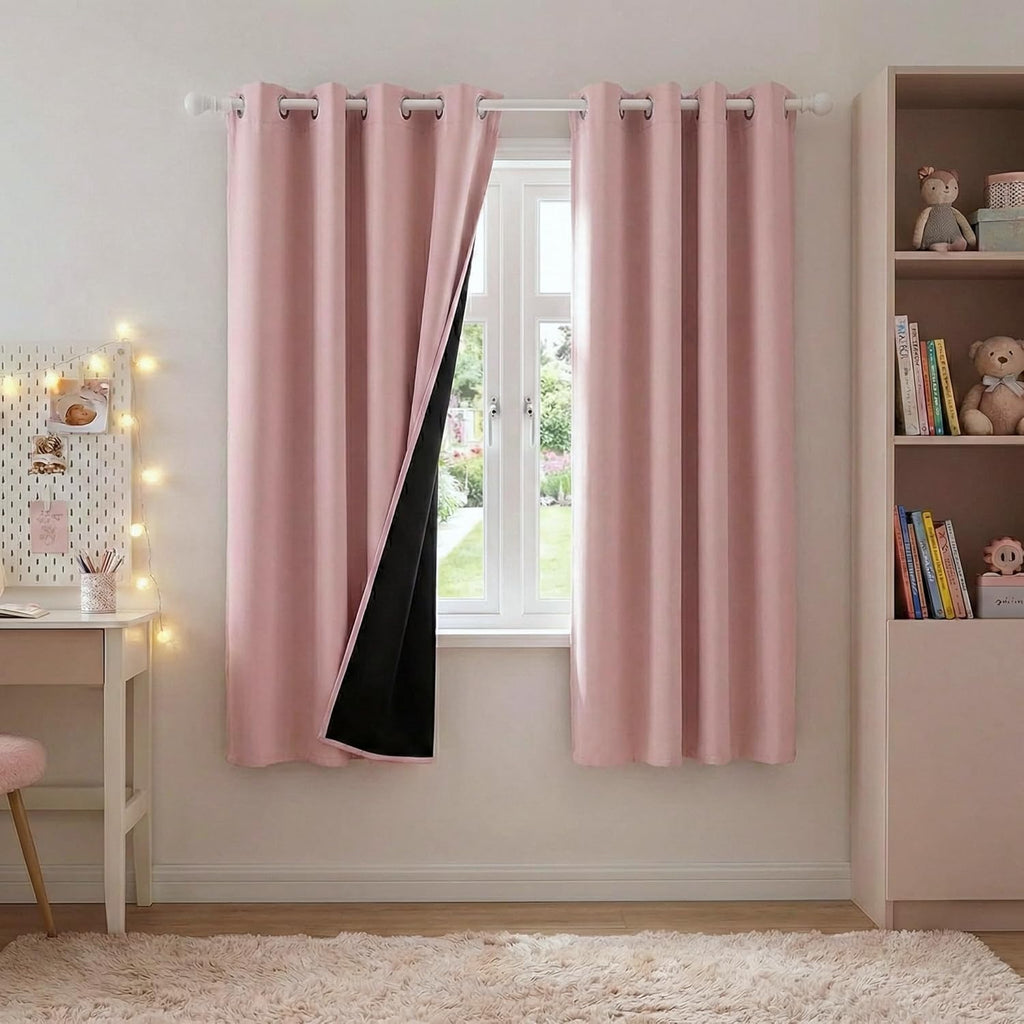 NICETOWN 100% Blackout Pink Curtains for Girls Room 2 Panels, W42 x L63 in per Panel, Privacy Protection & Thermal Insulated Grommet…