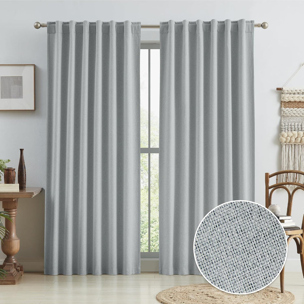 Keqiaosuocai Full Blackout Curtains, Energy Smart & Noise Reducing Drapes, Full Shading Panels for Bedroom, 84 Inches Drop(Light Grey, 50 i…