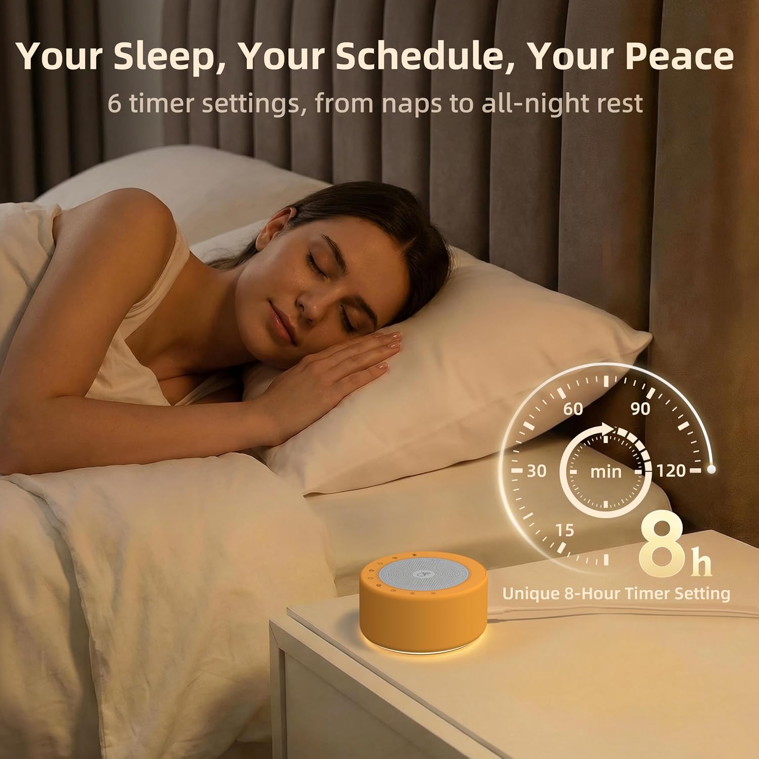 Kipcush White Noise Machine - Soft Non-Glare Nursery Lamp, 30 Soothing Sounds, 8 Color Lights, Max 8-Hour Timer for Baby & Adults…