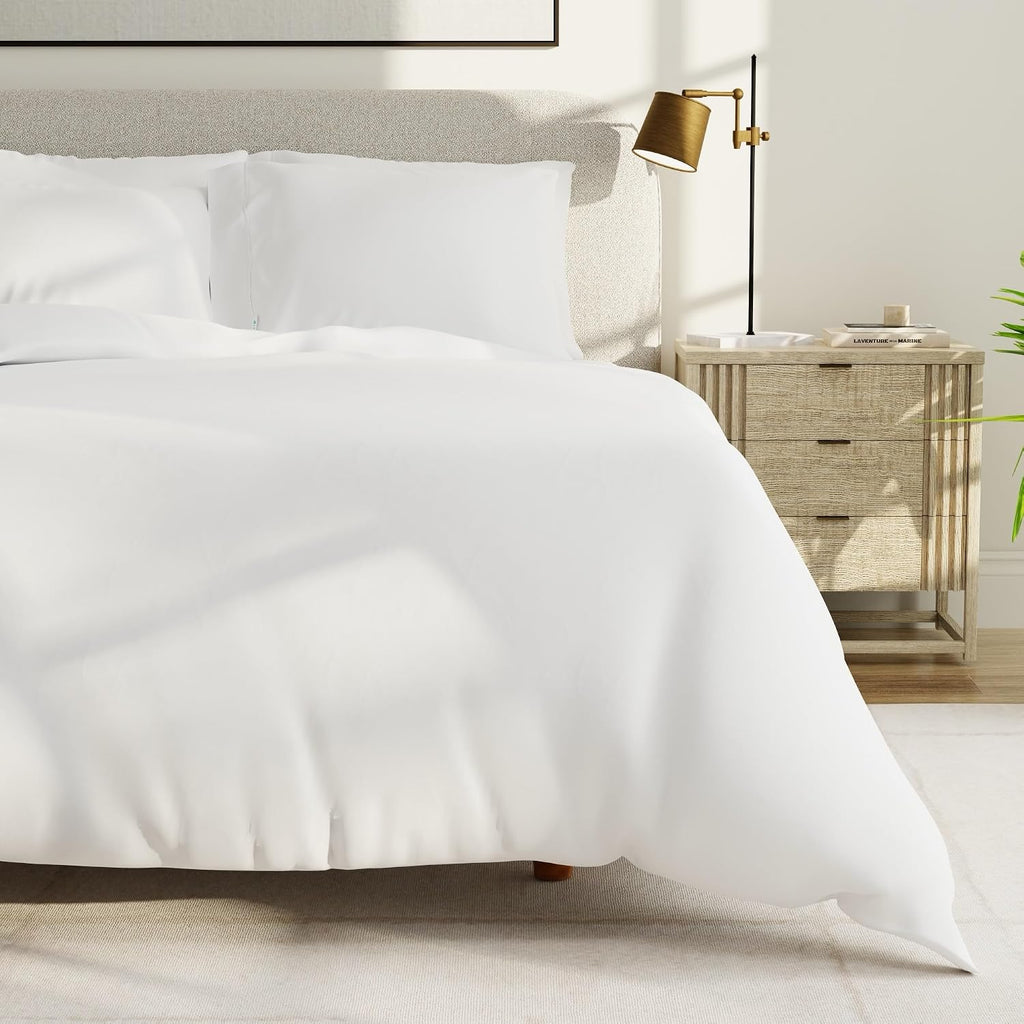 QuickZip Sateen Pillow Case King Size (20" X 39") Pillowcases, Set of 2, 100% Cotton Pillow Covers with Envelope Closure, White