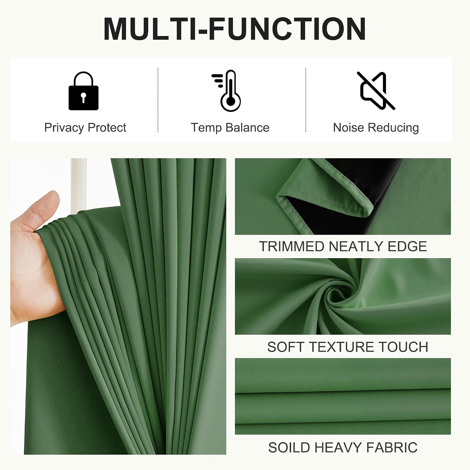 NICETOWN Forest Green Blackout Curtains 84 Inches Long for Bedroom, 100% Blackout Thermal Insulated Window Drapes Room Darkening Curtains…