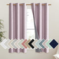 NICETOWN Pink Vintage Linen 100% Blackout Curtains for Dining Room, Thermal Insulated Curtains 54" Long, Noise Reducing Window Treatment…