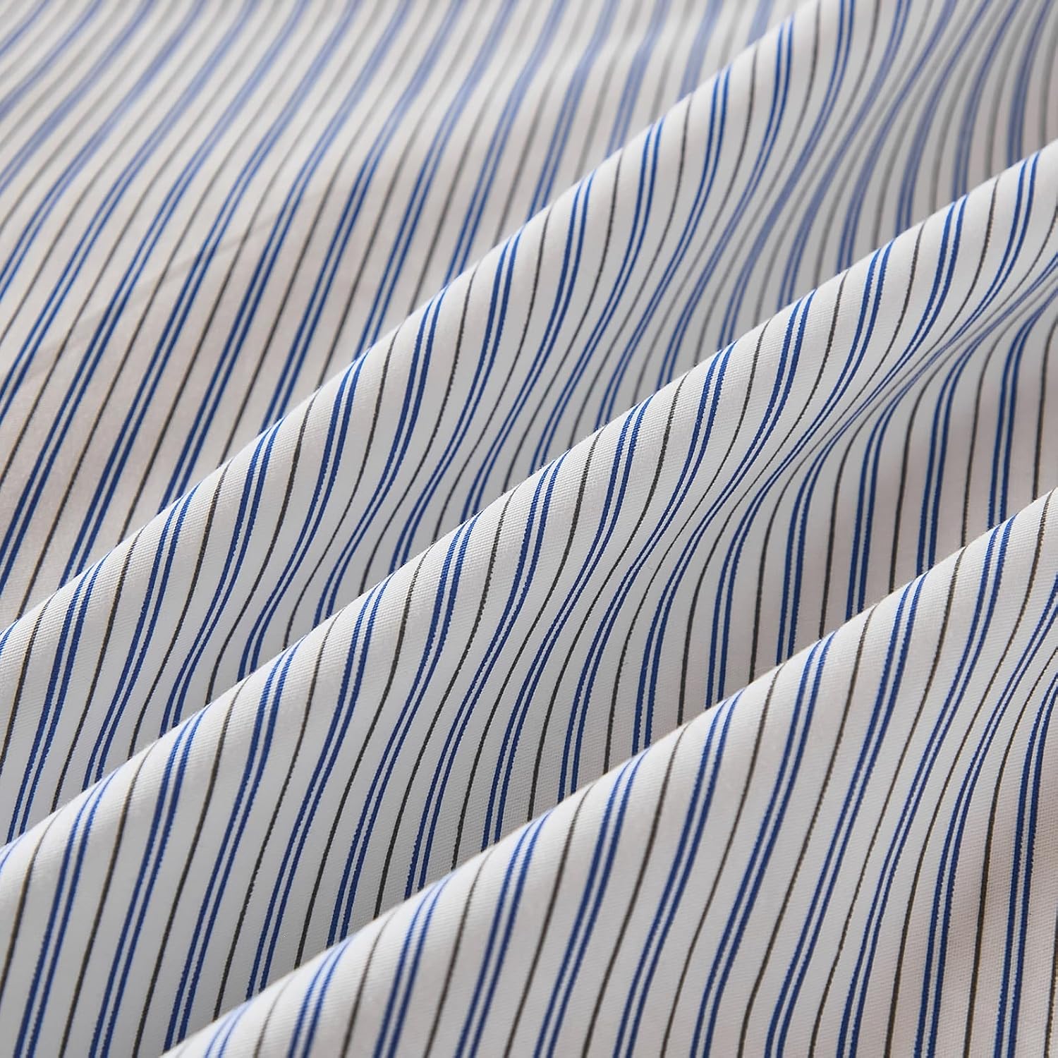 Merryword Blue Striped Pillowcases, 100% Cotton Pillow Cases, Queen Size Pillowcases, Luxury Linen Like Pillowcase, Soft Breathable Pinstri…