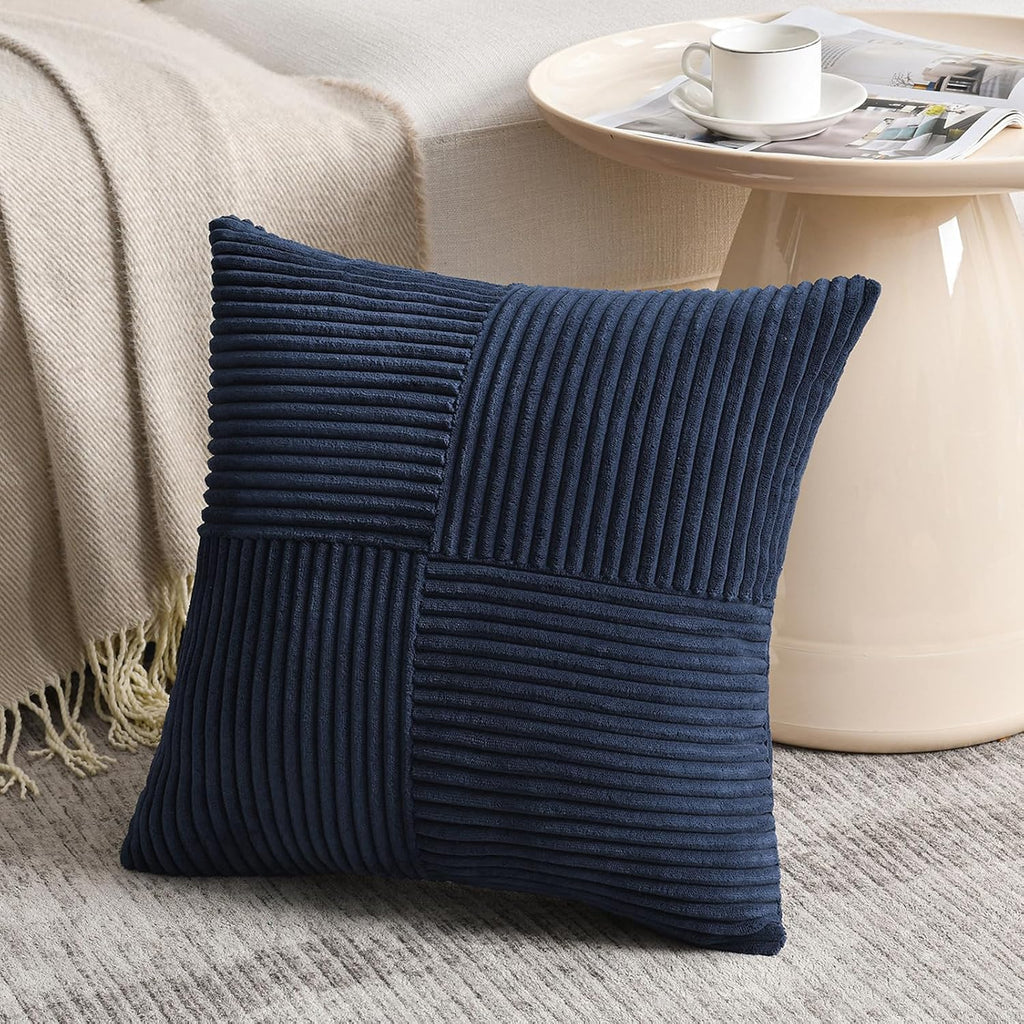 Fancy Homi 2 Packs Navy Blue Decorative Throw Pillow Covers 18x18 Inch for Living Room Couch Bed, Rustic Farmhouse Boho Home Decor, Soft…