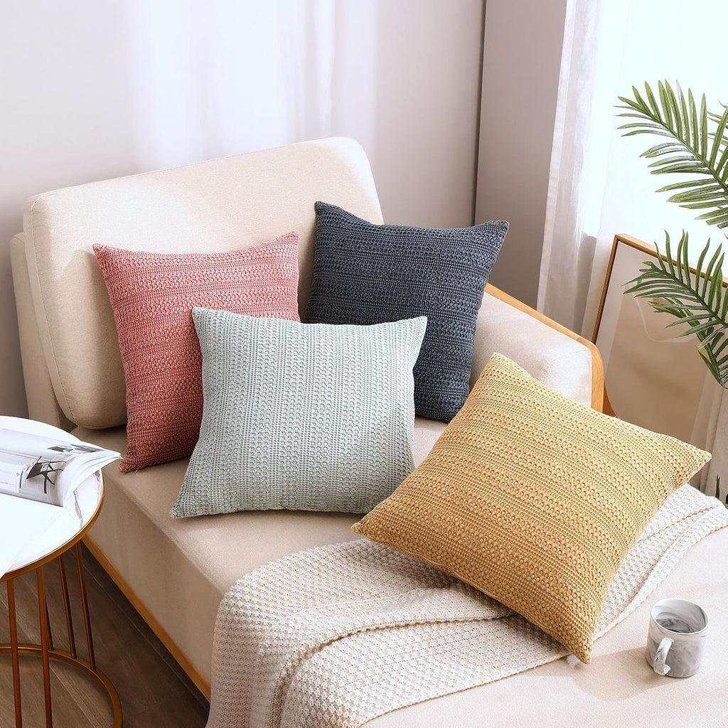 Cocoploceus Sage Green Pillow Covers 18x18 Boho Throw Pillow Covers Set of 2 Decorative Pillow Shams Stone Washed Cotton Pillowcase for Cou…