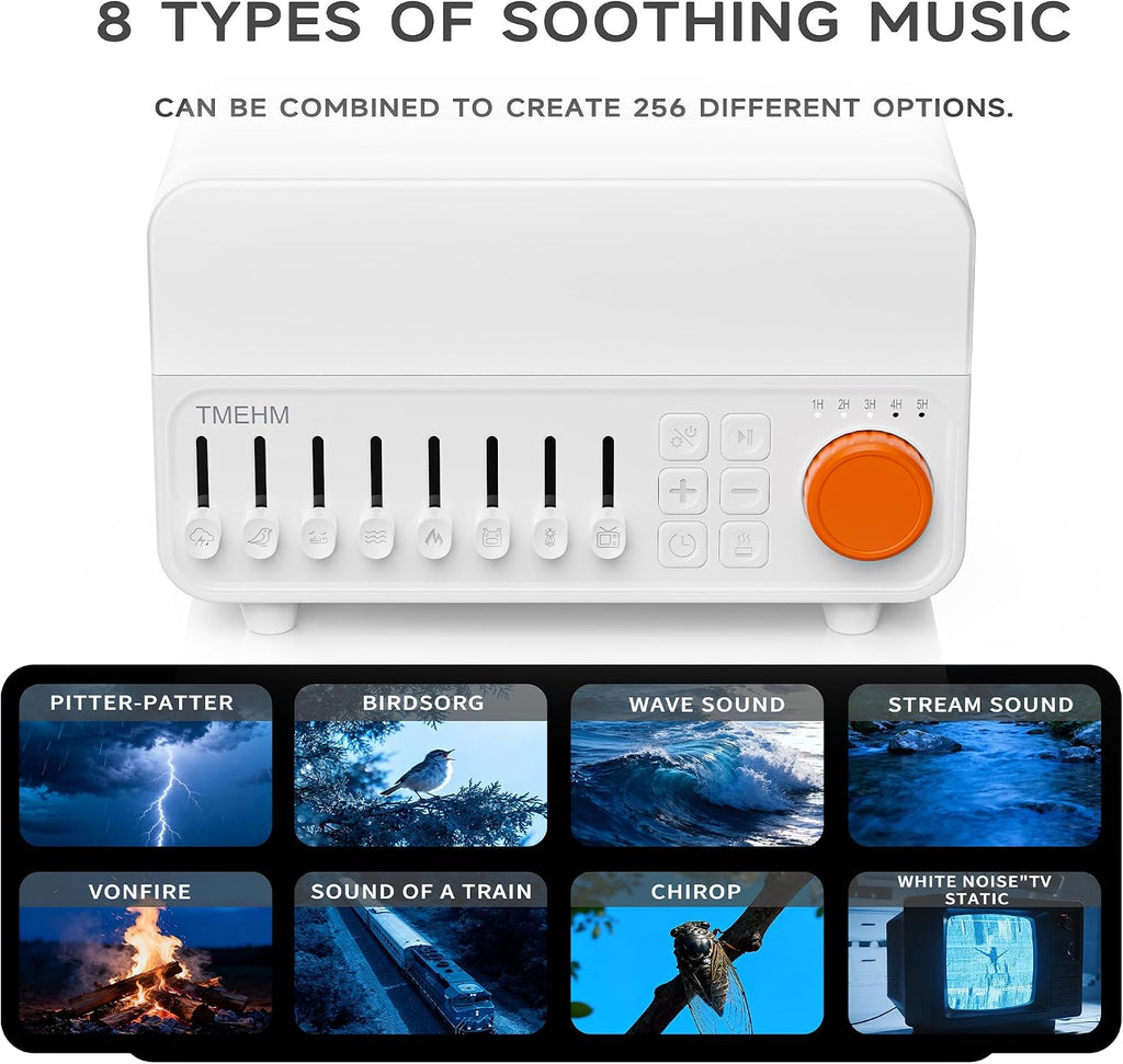 TMEHM 4-in-1 Sleep Sound Machine with White Noise & 8 Nature Sounds, Bluetooth Speaker, Night Light & Aroma Diffuser with Timer for Baby…