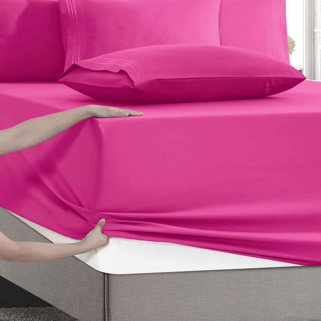 MocassiLuxuryBedding Mocassi Luxury 6-Piece Sheet Set, Ultra Soft 1800 Hotel Quality Microfiber Sheet Set, Fits Mattresses Up to 18 to 24 I…