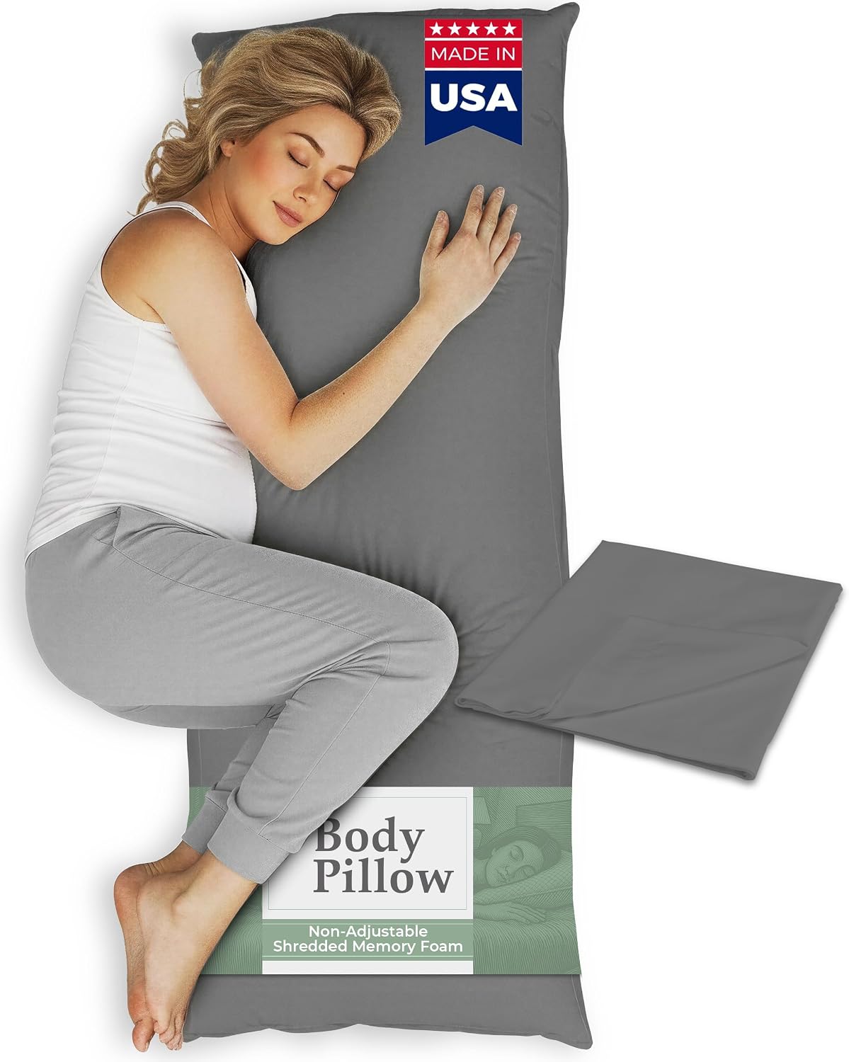 Snuggle-Pedic Body Pillow for Side Sleepers for Adults - Full Body Maternity Pillow Support Legs, Belly & HIPS - Shredded Memory Foam &…