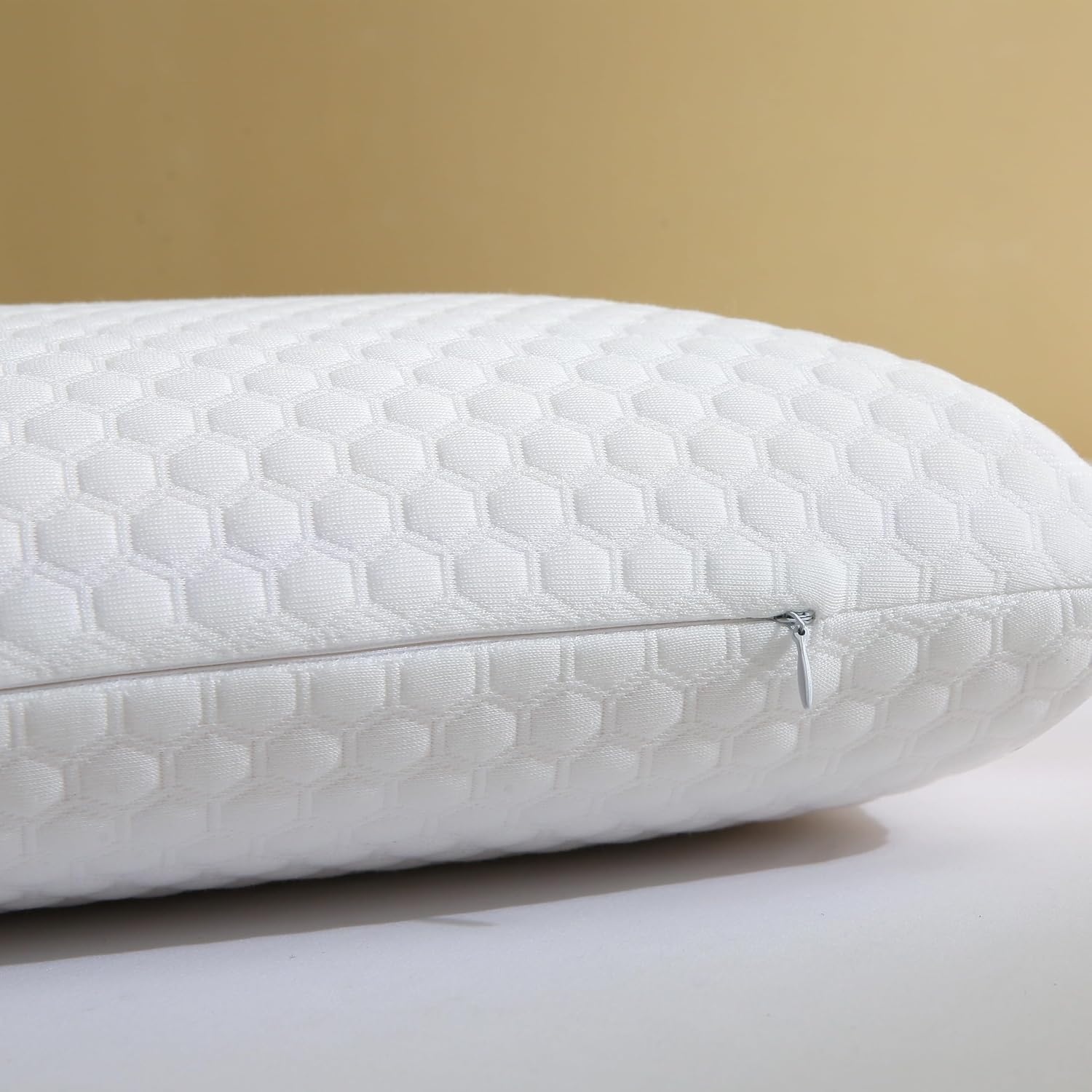 Csdlf Memory Foam Bed Pillows, Pillow for Side and Back Sleeper, Pillow for Neck, Washable Removable Cover, Soft, White (Queen) White