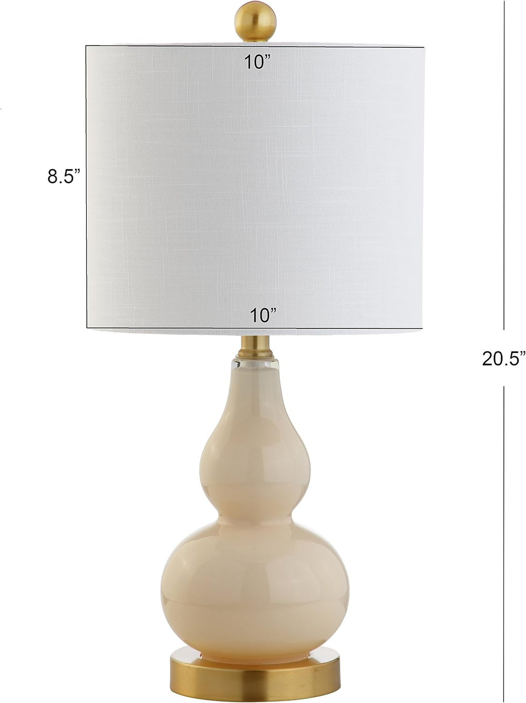 JONATHAN Y 20.5" Ivory Glass Table Lamp, Modern Gourd Bedside Nightstand Lamp for Bedroom, Living Room, White Linen Shade, LED Bulb…