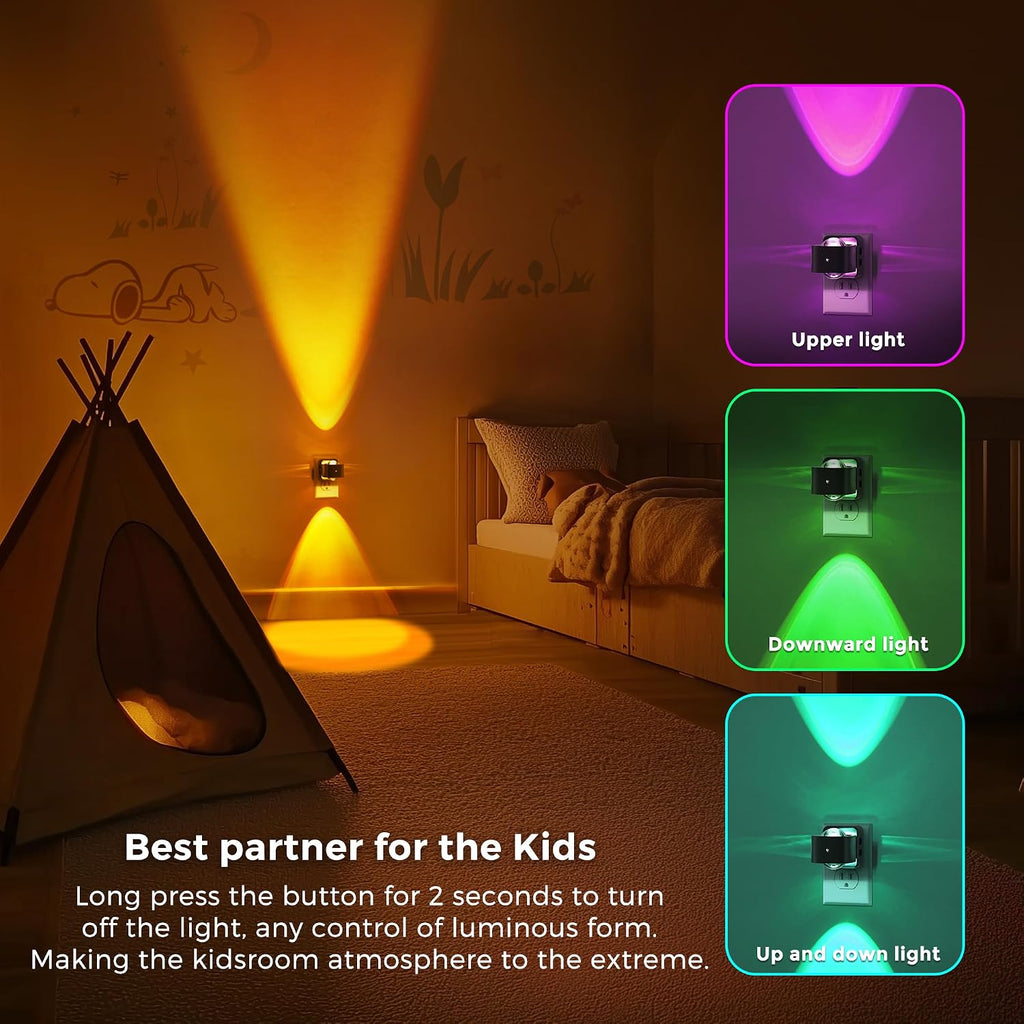 L LOHAS LED Night Light Projector, Color Changing Night Light Plug into Wall, Dusk to Dawn Sensor, Rotating Nightlight, RGB Ambient…
