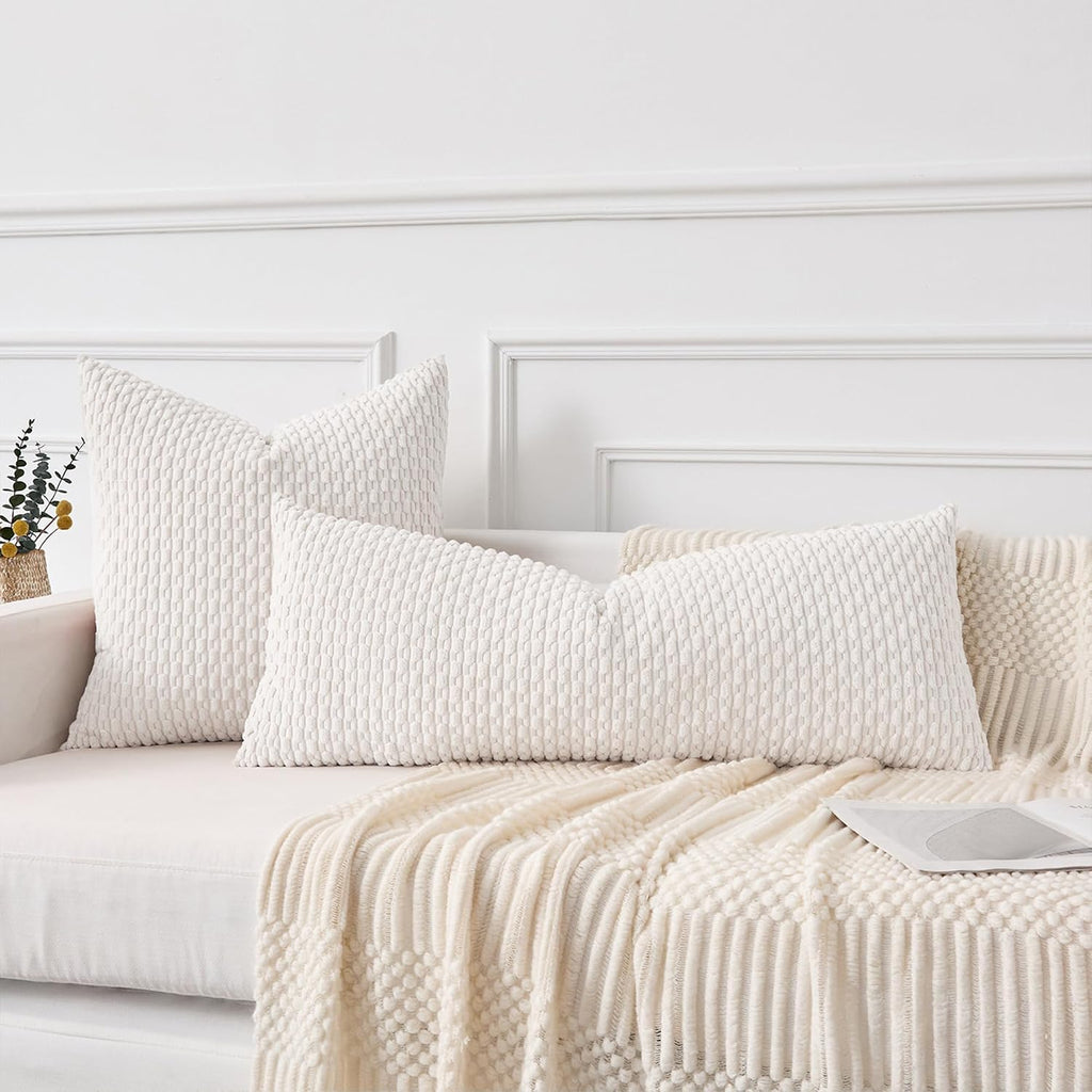 KevinTextile Kevin Textile 20x54 Inch Long Body Lumbar 1 Pack Boho Decorative Throw Pillow Cover Soft Striped Corduroy Rectangle Cushion Ca…