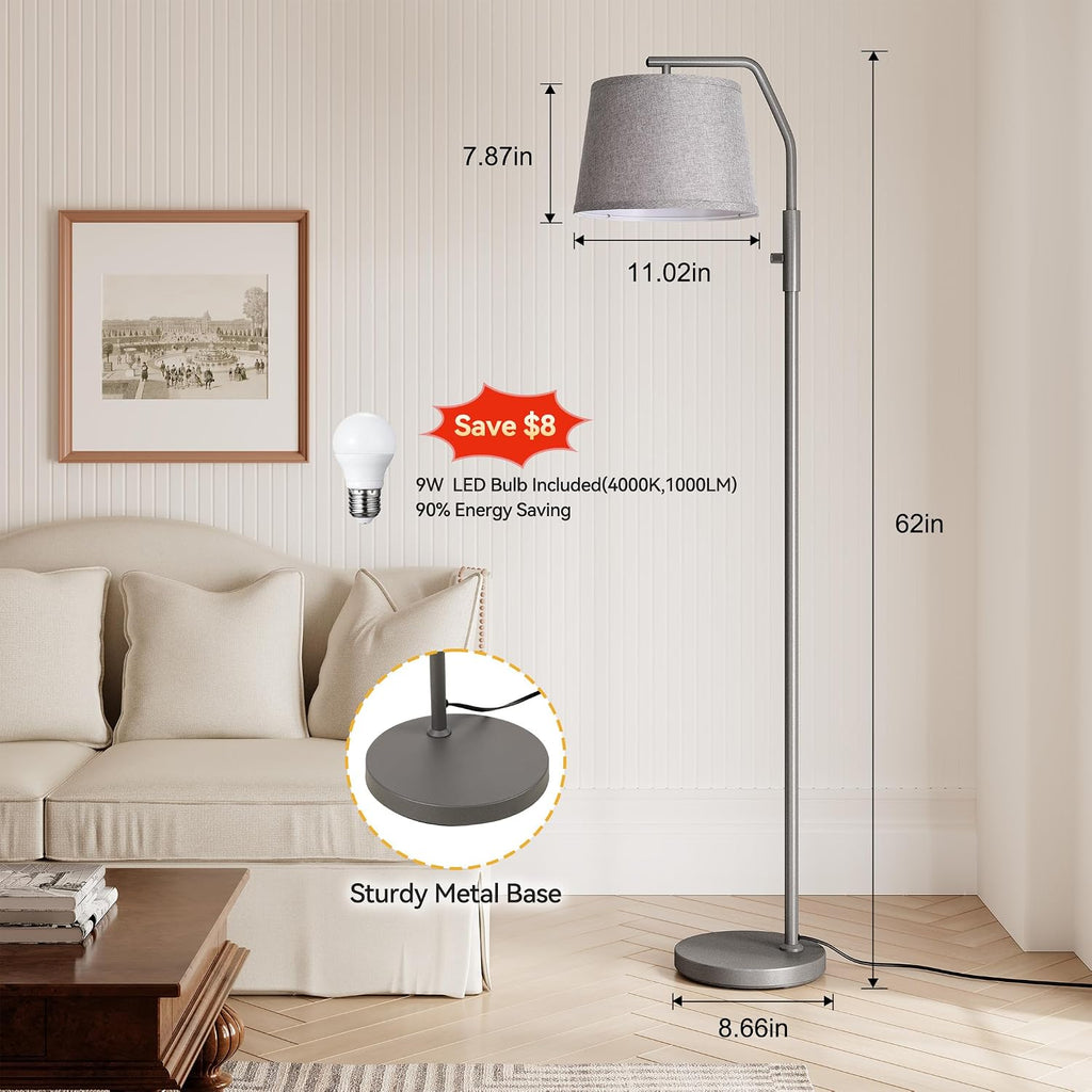 SUNMORY Floor Lamps for Living Room, 12W Bulb Included, Tall Lamp for Bedroom with Adjustable Head, Modern Standing Lamp, 0-100% Dimmable…
