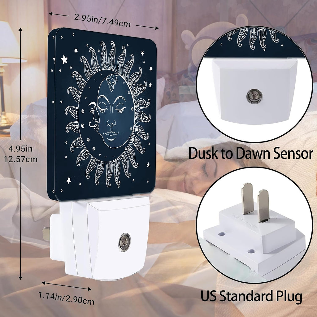 Vintage Sun Moon Night Light, Dusk to Dawn Smart Sensor Nightlight for Bedroom Bathroom Kitchen Hallway Stairs Hallway, Plug-in, Energy…