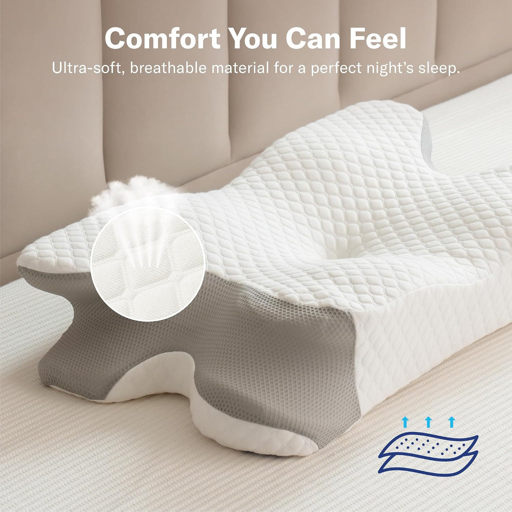 Alcedo Cervical Pillow for Cozy Sleep and Neck, Odorless Ergonomic Memory Foam Pillow, Orthopedic Bed Pillow for Side, Back & Stomach Slee…