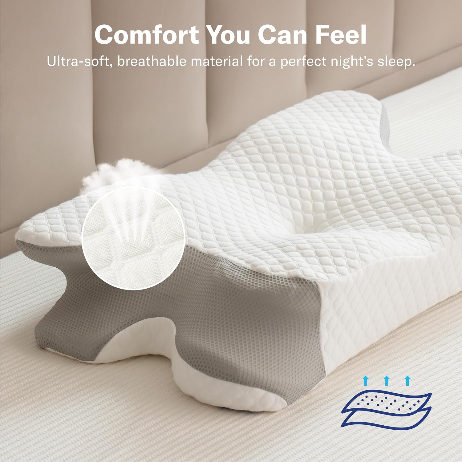 Alcedo Cervical Pillow for Cozy Sleep and Neck, Odorless Ergonomic Memory Foam Pillow, Orthopedic Bed Pillow for Side, Back & Stomach Slee…