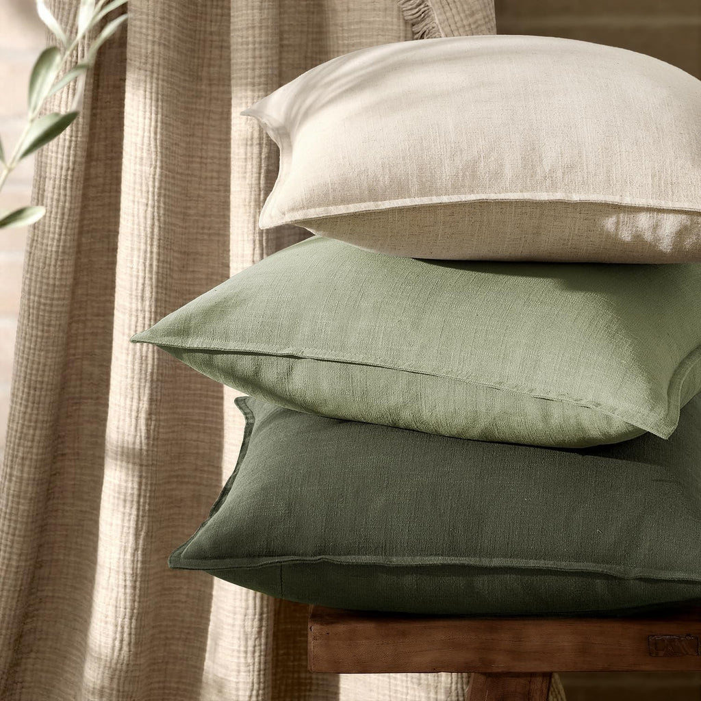 Anroduo Pack of 2 Decorative Linen Pillow Covers Rifle Green Neutral Farmhouse Boho Soild Cushion Case Soft Accent Pillowcase for Couch Sof…