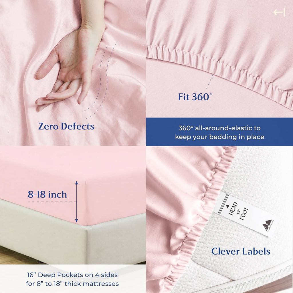 Mayfair Linen 100% Organic Cotton Sheets Twin XL Size - 3 PC Organic Cotton Percale Sheets Twin XL Set (Blush), Soft, Crisp, Cooling…