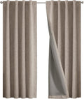Joydeco 100% Blackout Curtains for Bedroom - Natural Linen Curtains 42" Wx 63" L Long, Thermal Insulated 2 Panels Linen Light Blocking Drap…