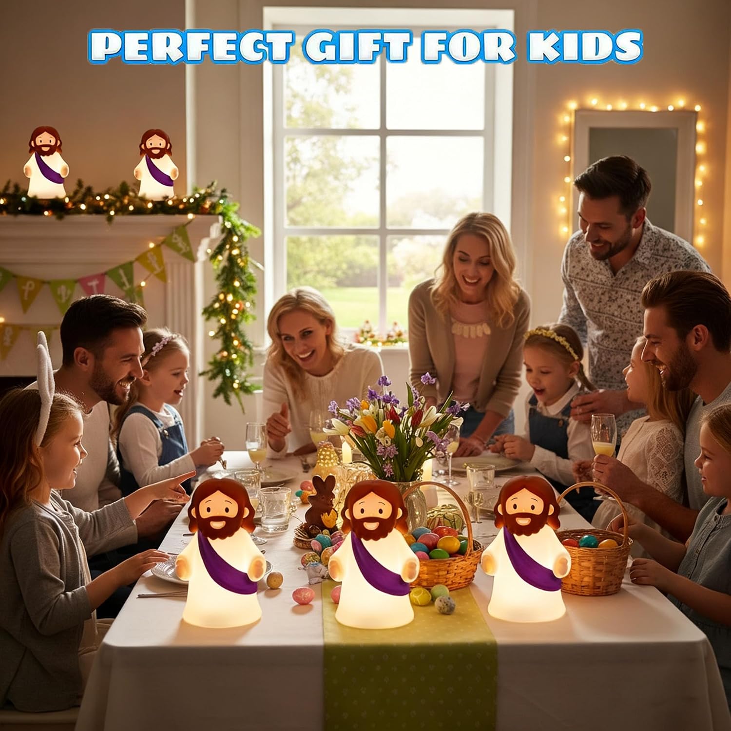 Jesus Night Light Rechargeable Bedside Night Light Dimmable Silicone LED Light Ideal for Religious Gatherings, Gifts for Sunday School…