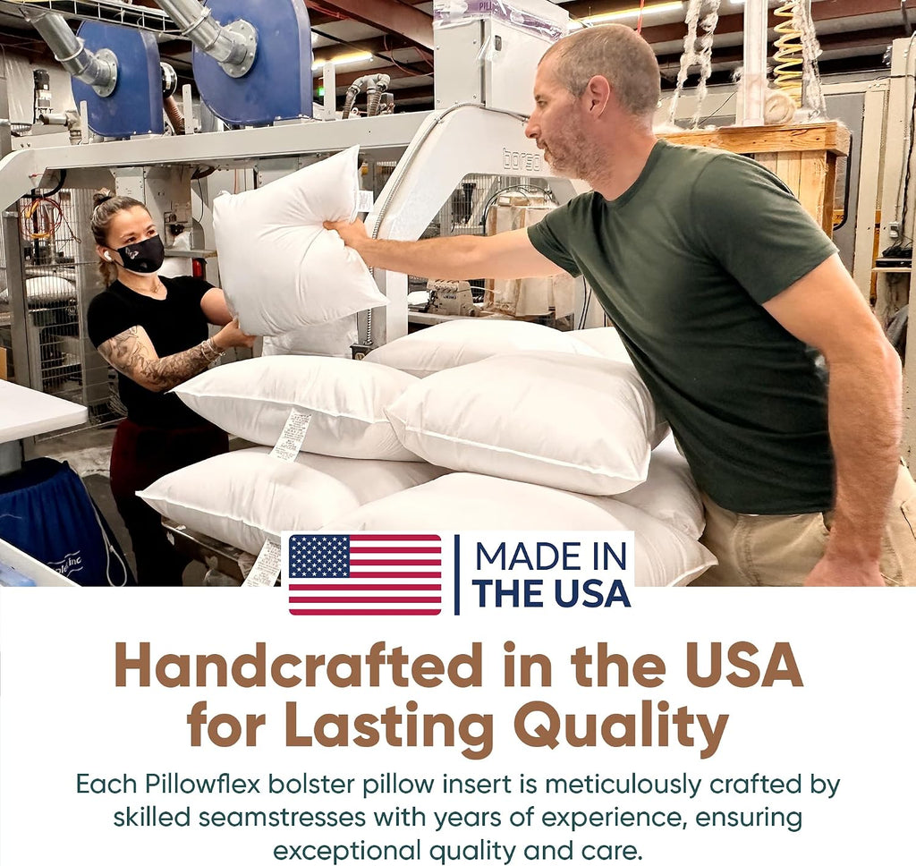 Pillowflex Synthetic Down Sleeping Pillows - Standard Size - Medium Firmness for Back, Side & Stomach Sleepers - Ideal for Standard Size Be…